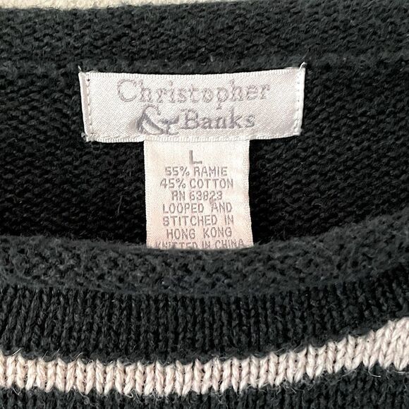 Christopher and Banks Green and Cream 55% Ramie and 45% Cotton Sweater. Size XL. - Picture 3 of 6